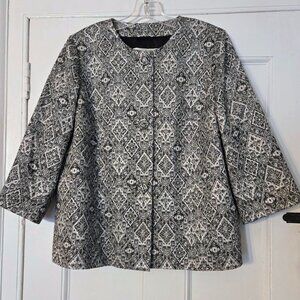 Marina Rinaldi 3/4 Length Sleeve Blazer, Size 16 (25) White and Black
